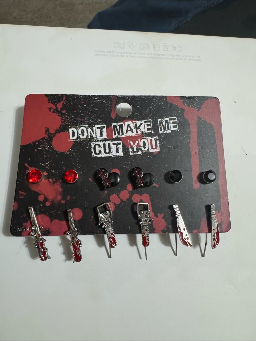 Hot Topic Black & Red Gothic Knife and Heart Stud Earring Set